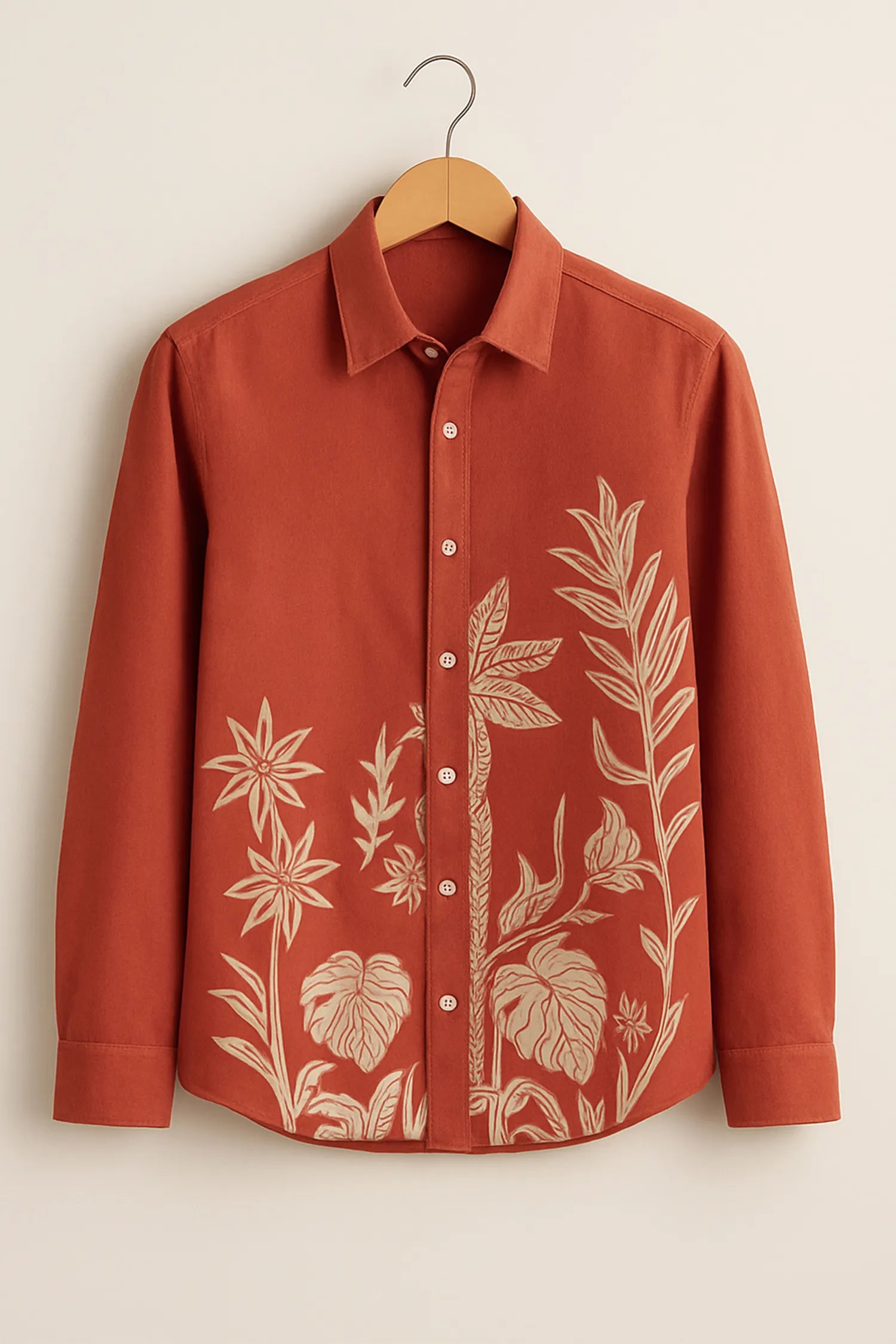 Terracotta Bloom Embroidered Shirt
