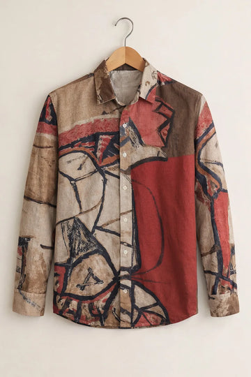 Brown & Rust Stylish Abstract Printed Shirt