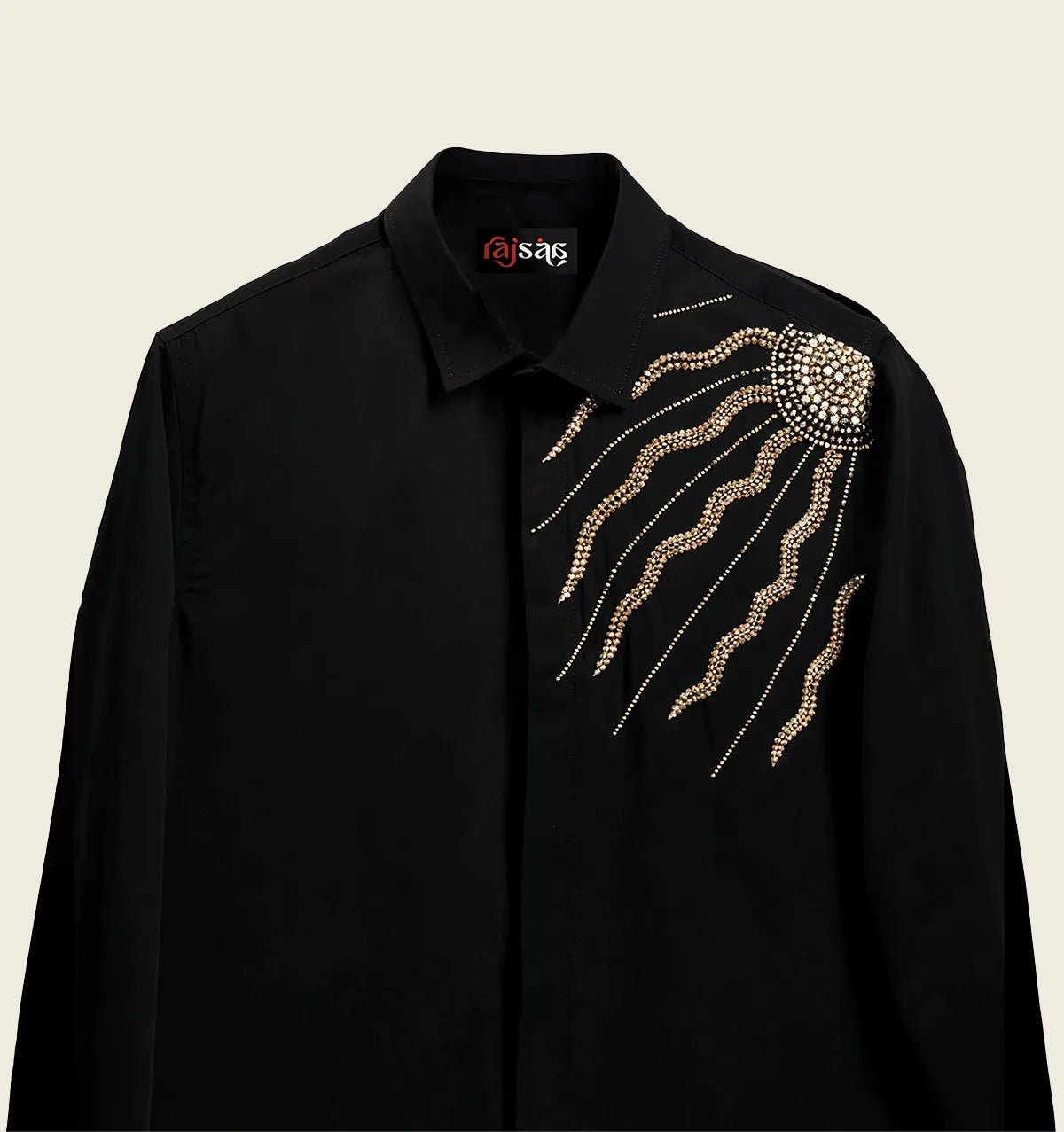 Midnight Solar Rays Embroidered Shirt