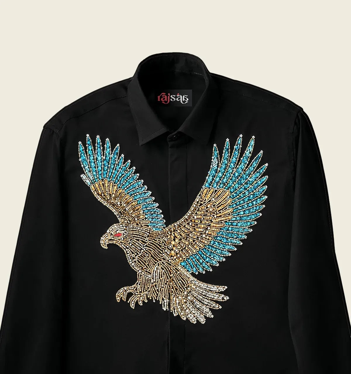 Rajsab Midnight Eagle Diamond Work Shirt Blue - Image 1