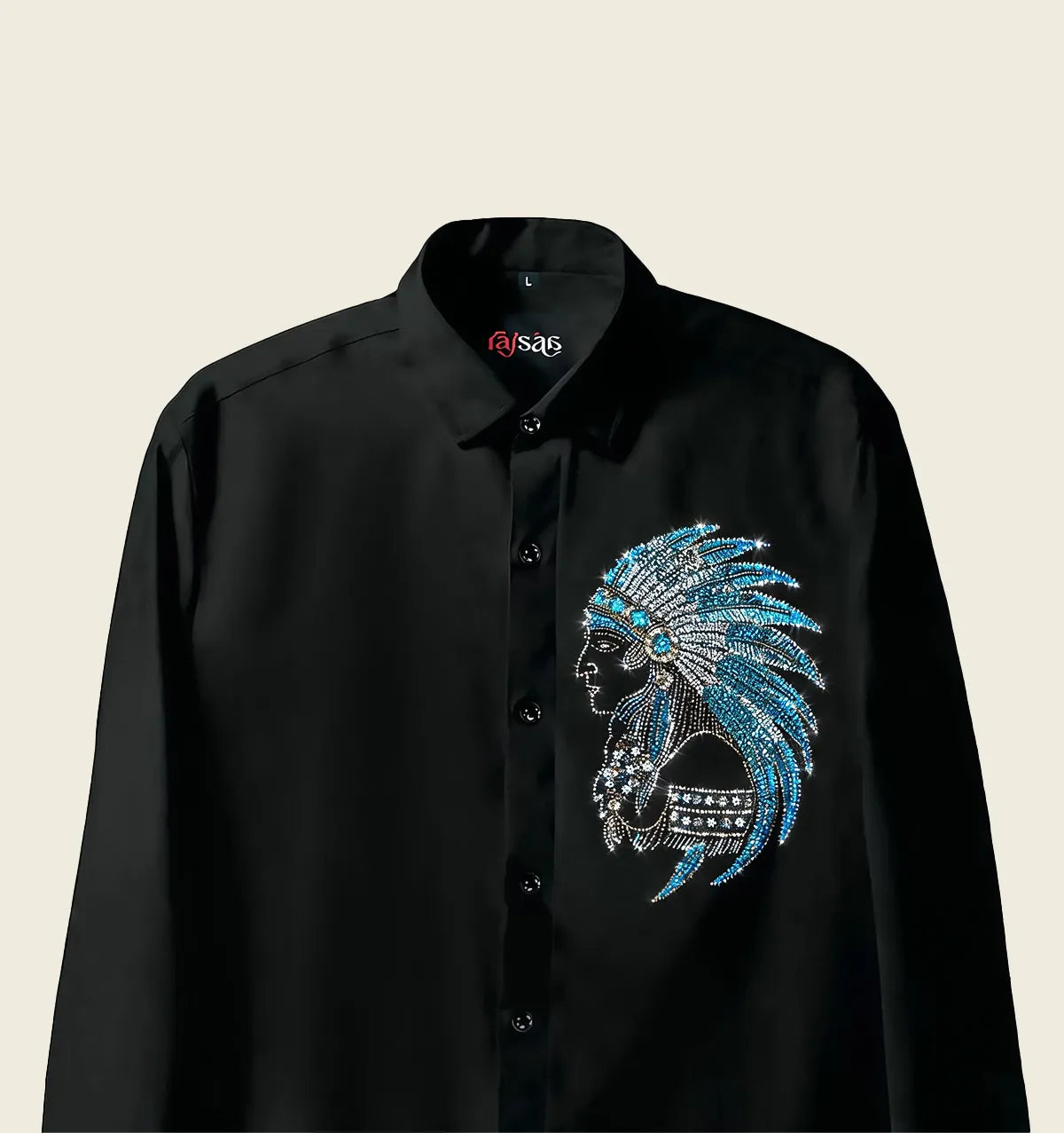 Midnight Tribal Chief Embroidered Shirt