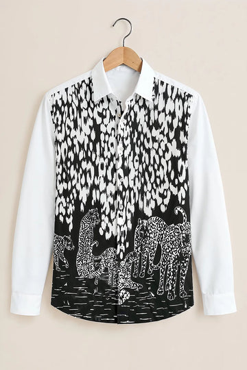 Men's Black & White Wild Print Shirt