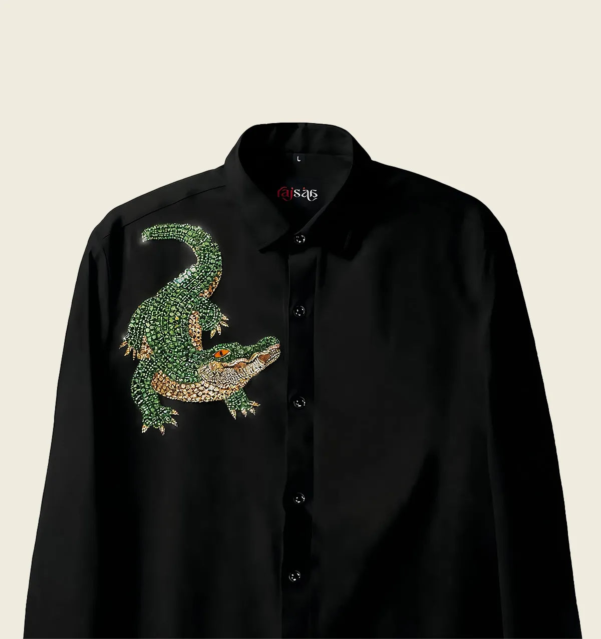 Midnight Crocodile Embroidered Shirt