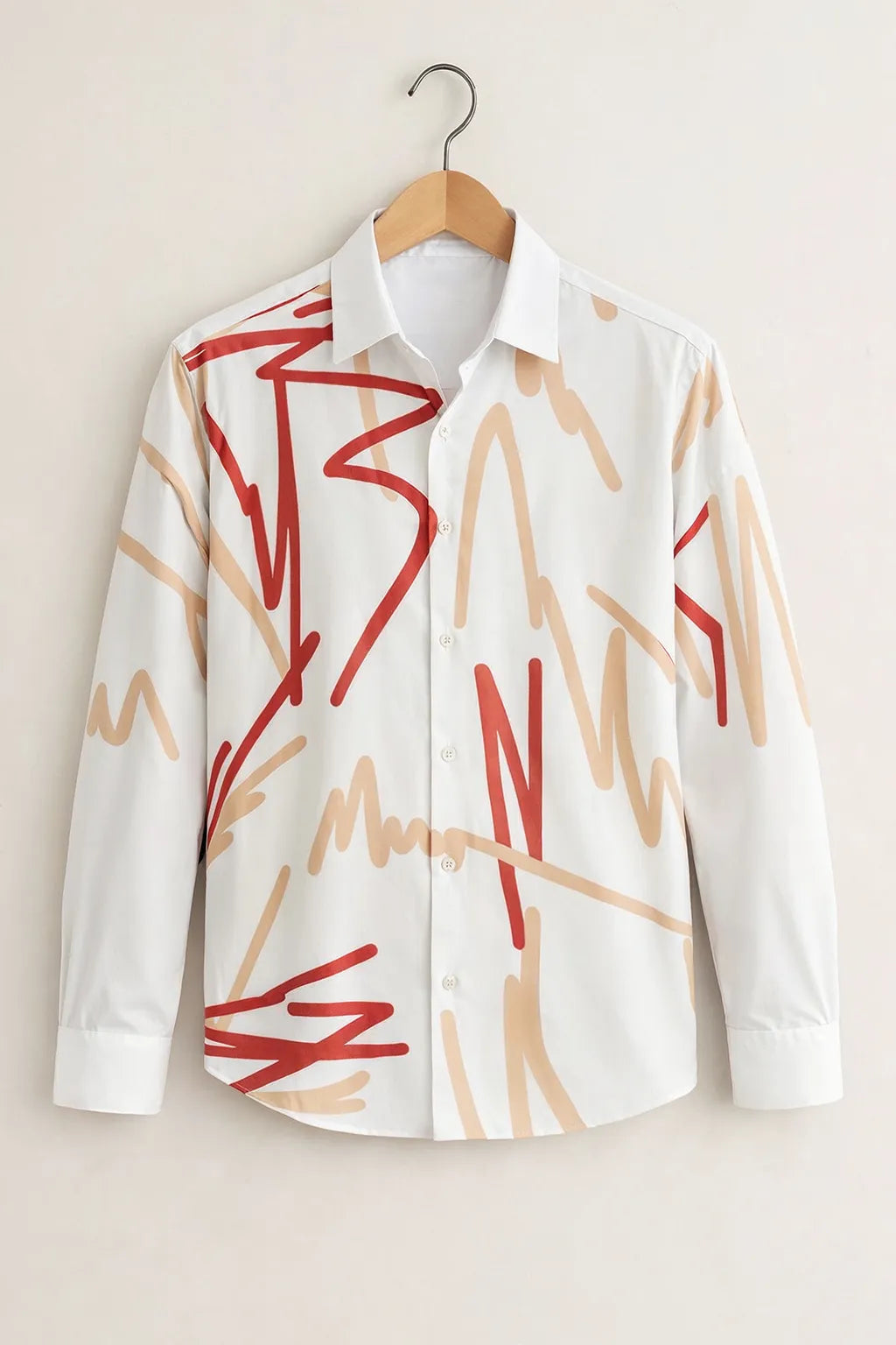 Men’s Stylish White Abstract Printed Shirt