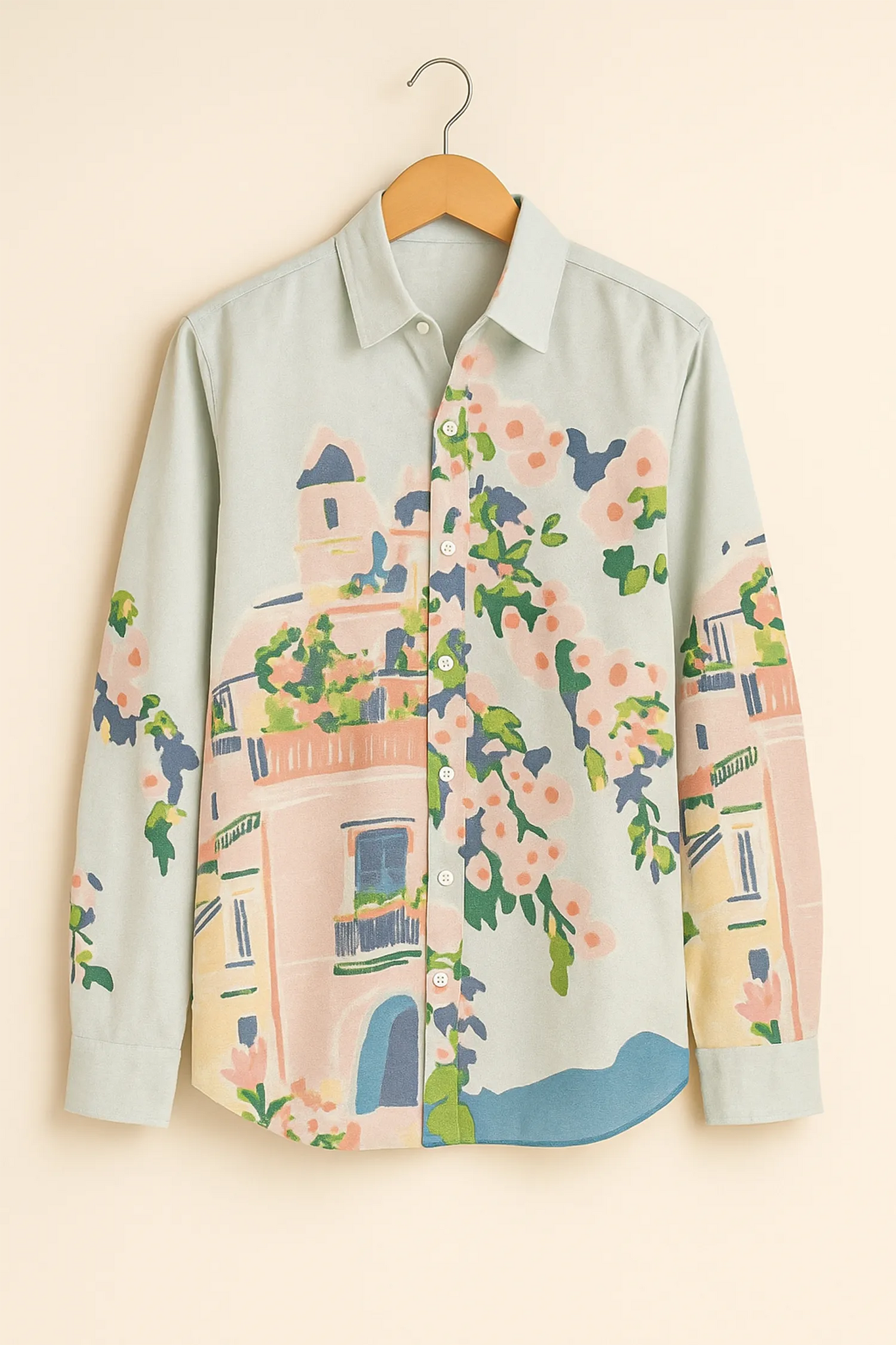 Pastel Bloom Terrace Cotton Shirt