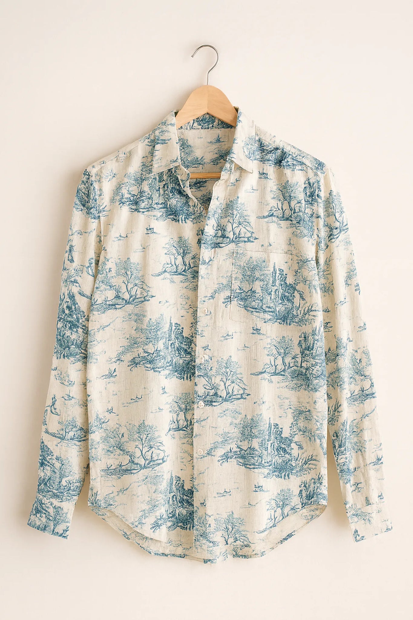 Vintage Blue Toile Cotton Shirt