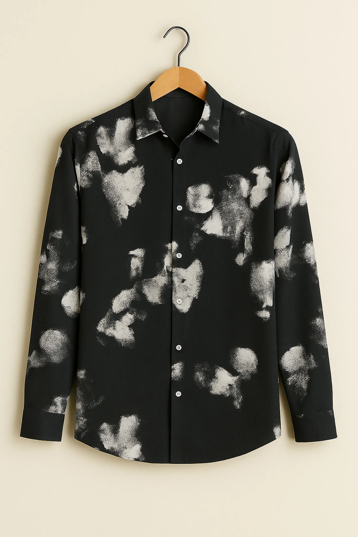 Monochrome Cloud Print Cotton Shirt