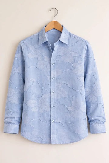 Men’s Light Blue Floral Printed Shirt