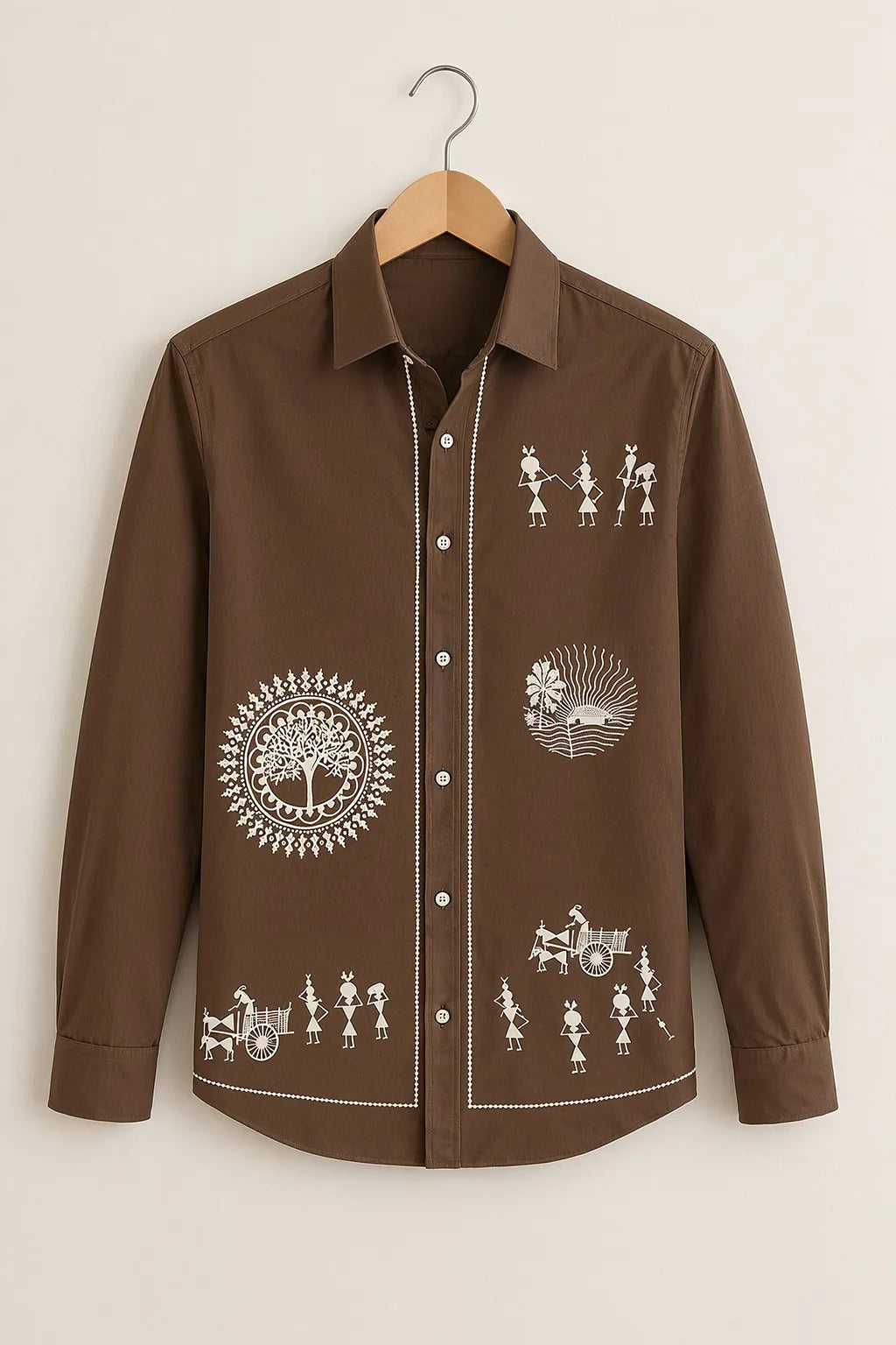 Brown Folk Culture Designer Shirt
