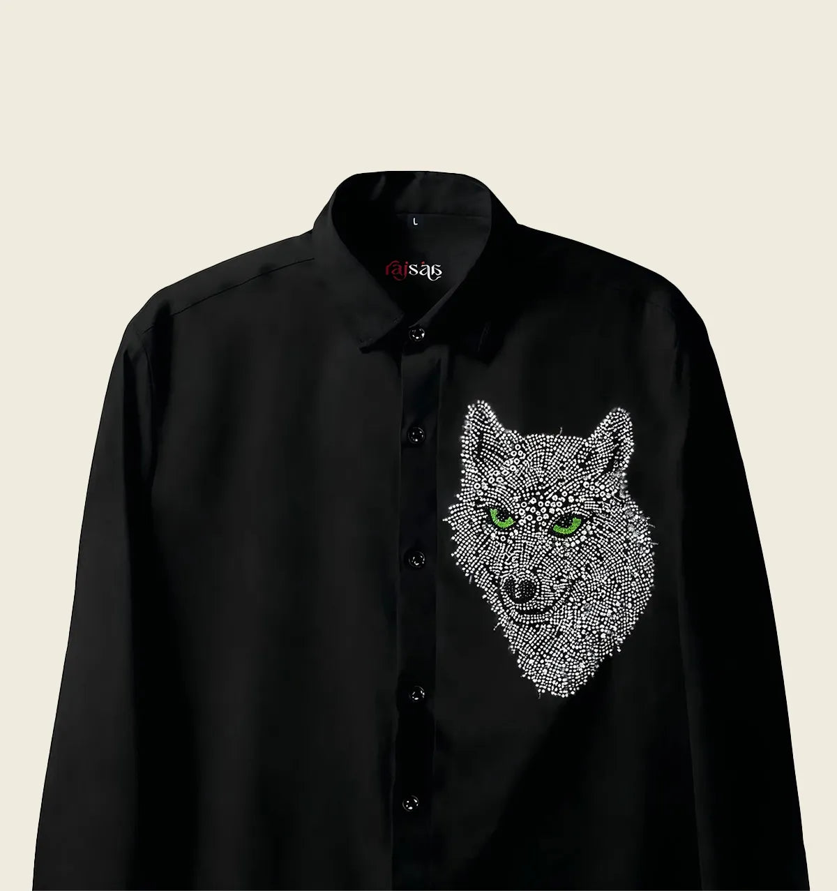 Midnight Wolf Embroidered Shirt