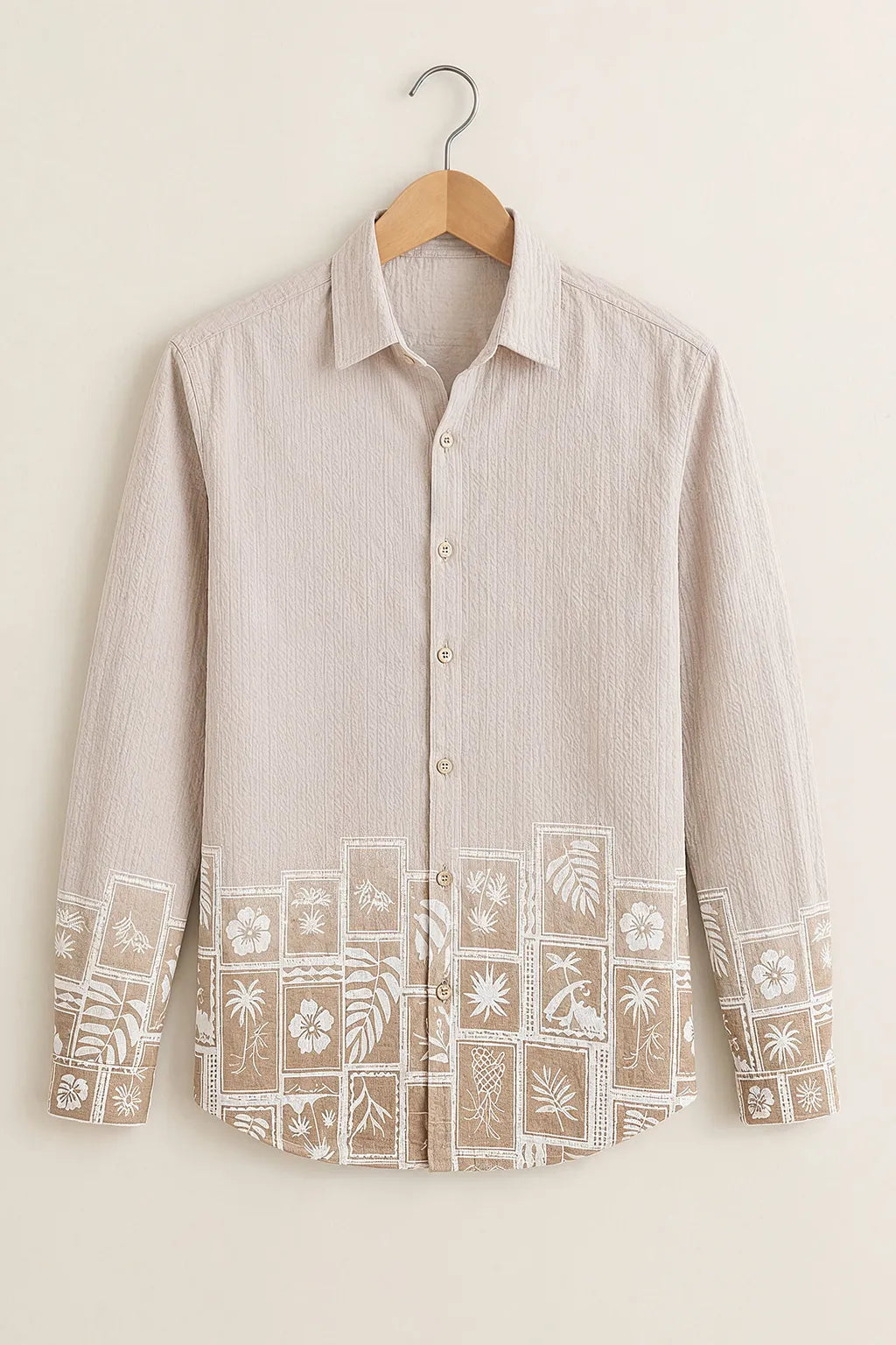 Men's Elegant Floral Patch Shirt