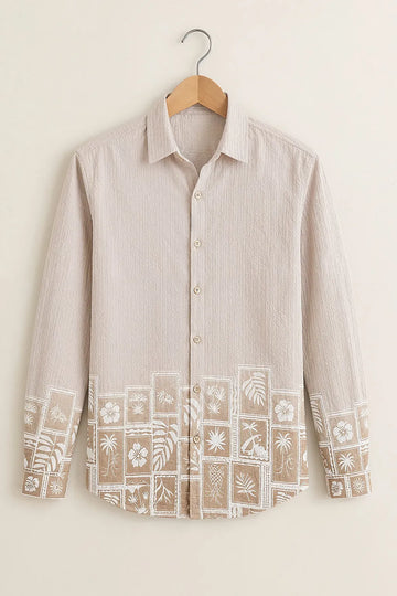 Men's Elegant Floral Patch Shirt