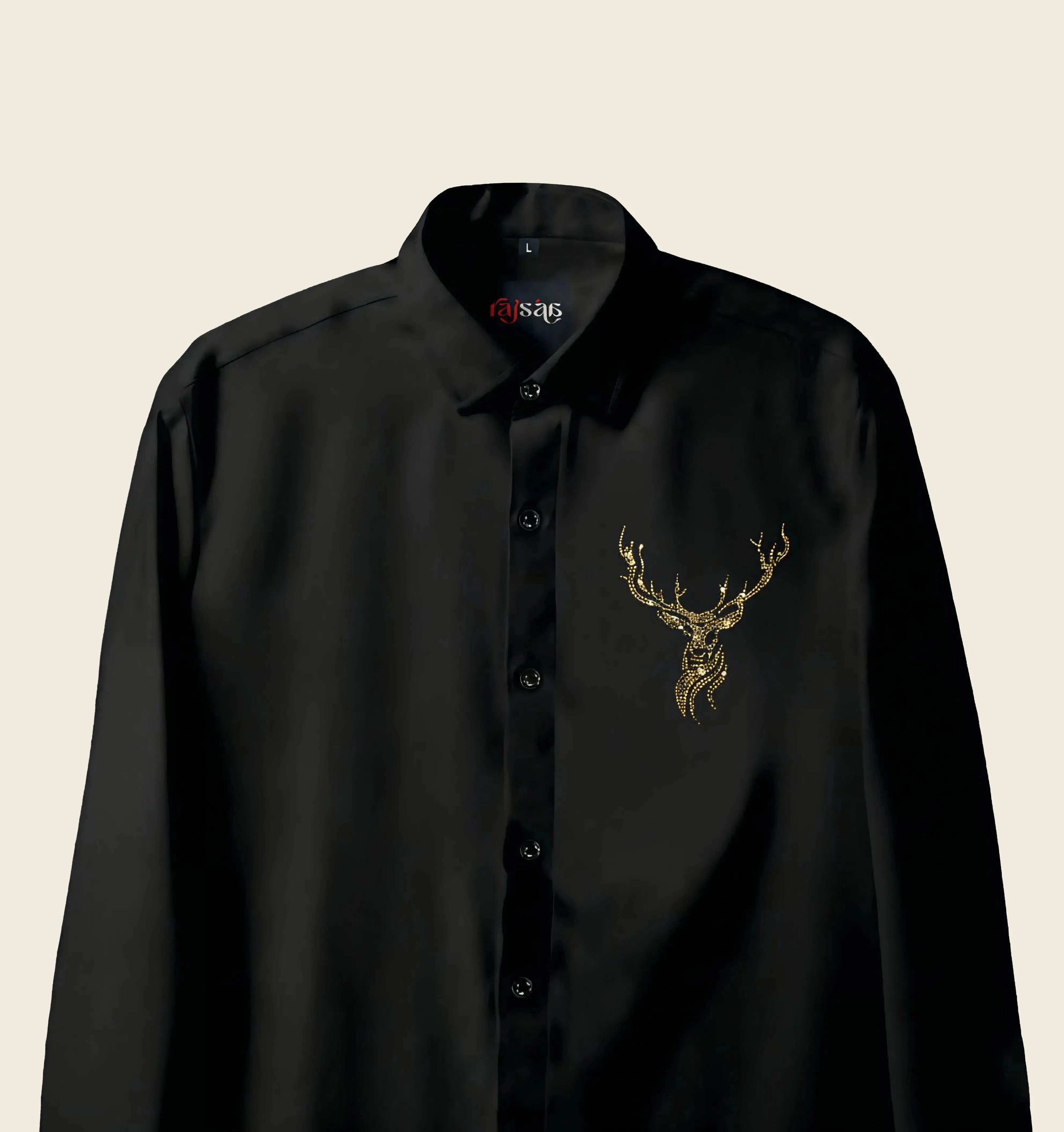 Signature Look – Diamond Work Deer Black Shirt