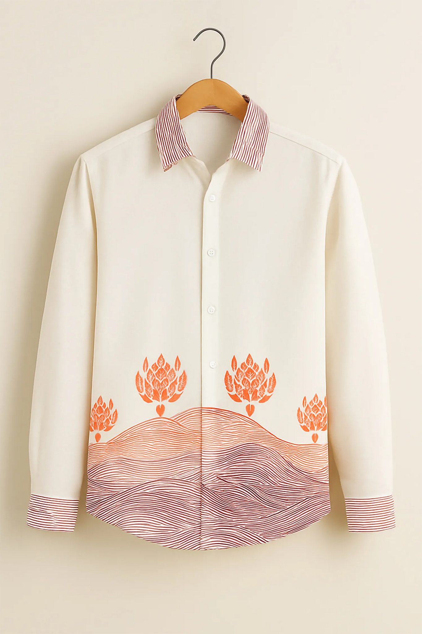 Sunset Lotus Pattern Cotton Shirt