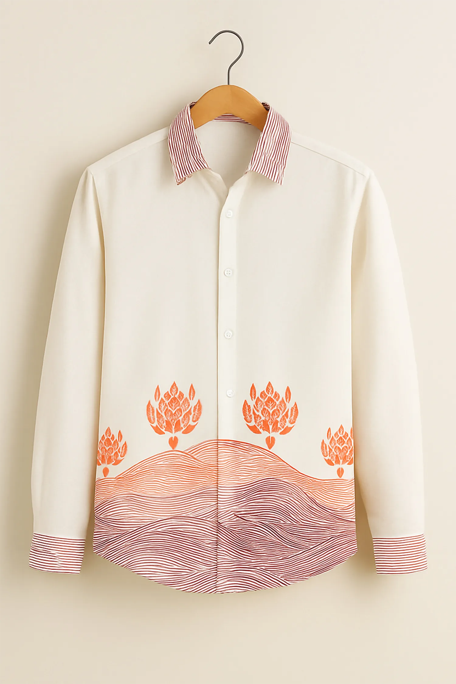 Sunset Lotus Pattern Cotton Shirt