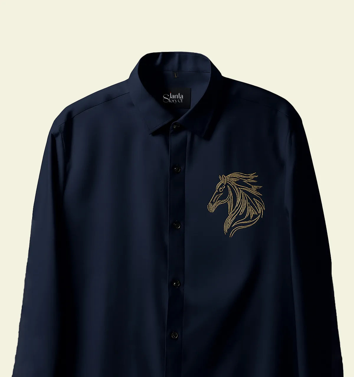 Blue Golden Horse Diamond Pattern with Embellished side Work