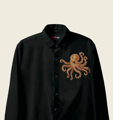 Midnight Kraken Embroidered Shirt