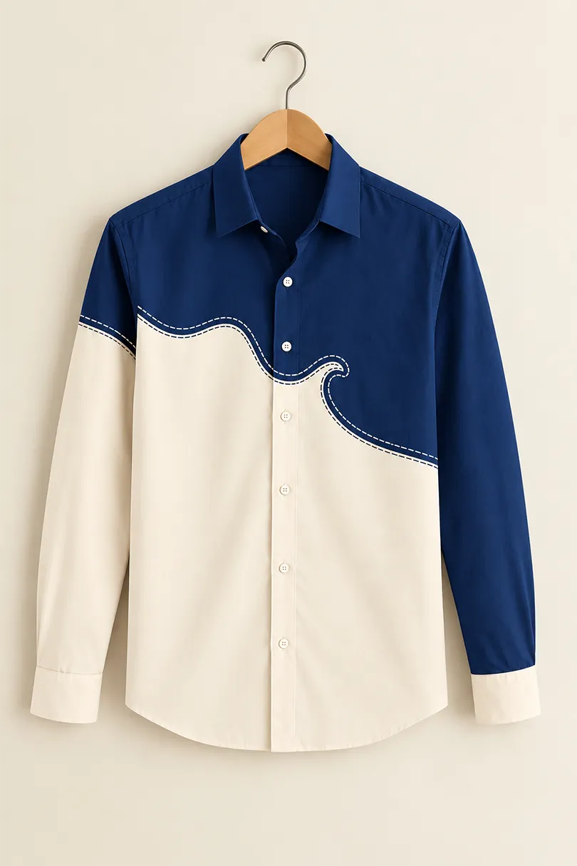 Gentlehaus Man Navy Cream Wave Shirt