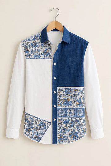 Men's Azure Mosaic Designer Shirt