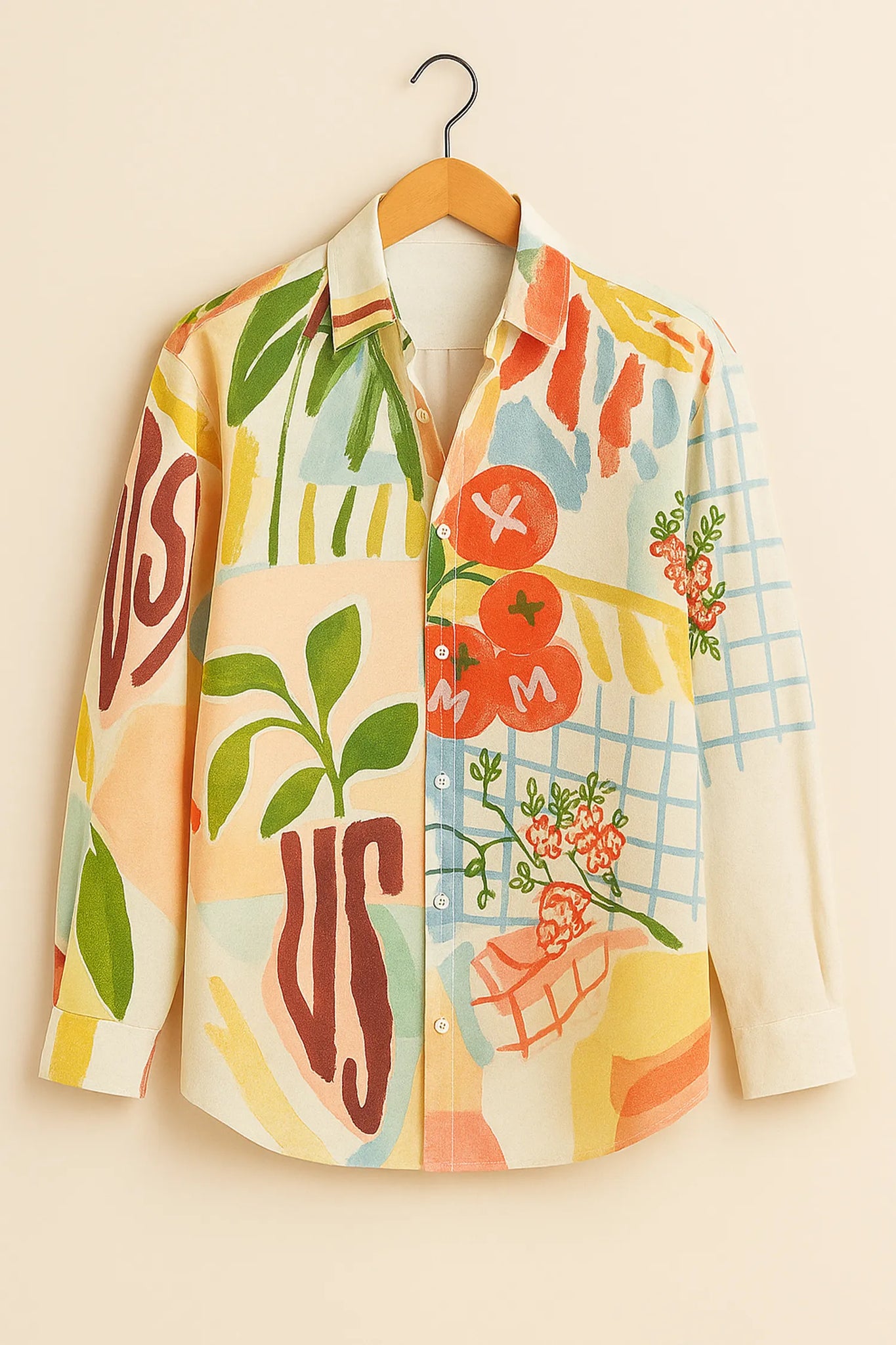 Abstract Garden Multicolor Cotton Shirt