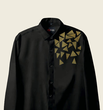 Men’s Black Geometric Jarkan Shirt