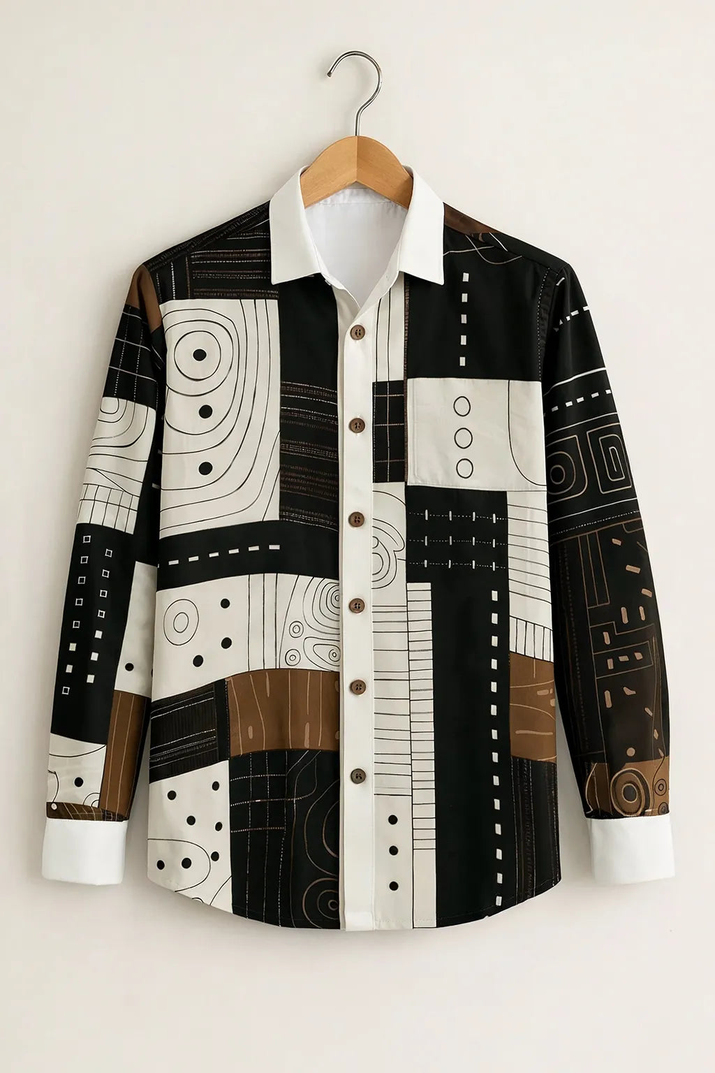 Men’s Premium Black Geometric Printed Shirt