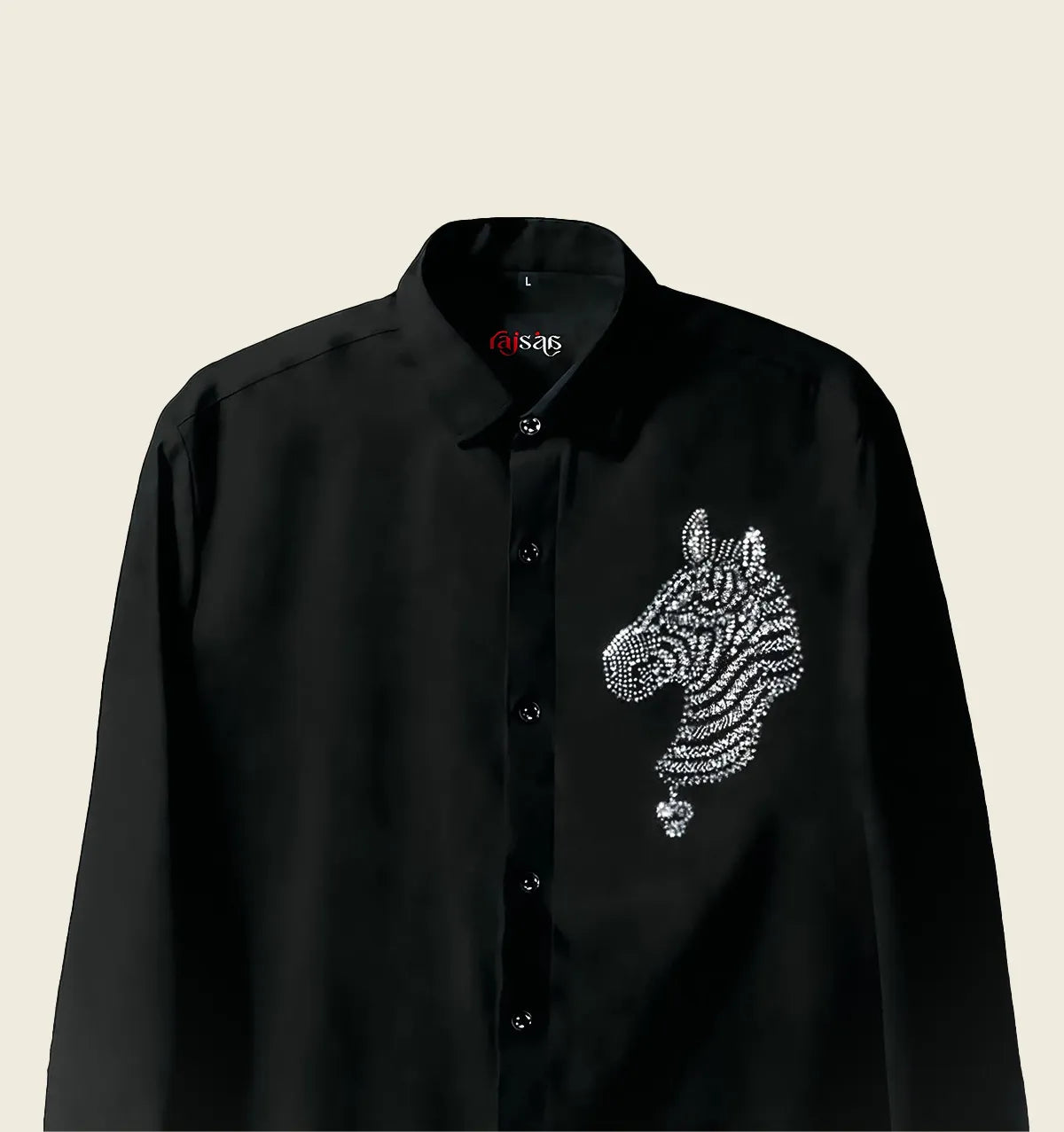 Midnight Zebra Embroidered Shirt