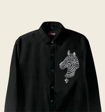 Midnight Zebra Embroidered Shirt