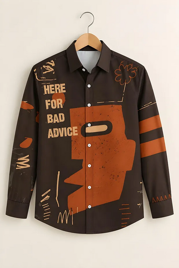 Dark Brown Street Art Printed Shirt