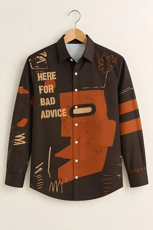 Dark Brown Street Art Printed Shirt