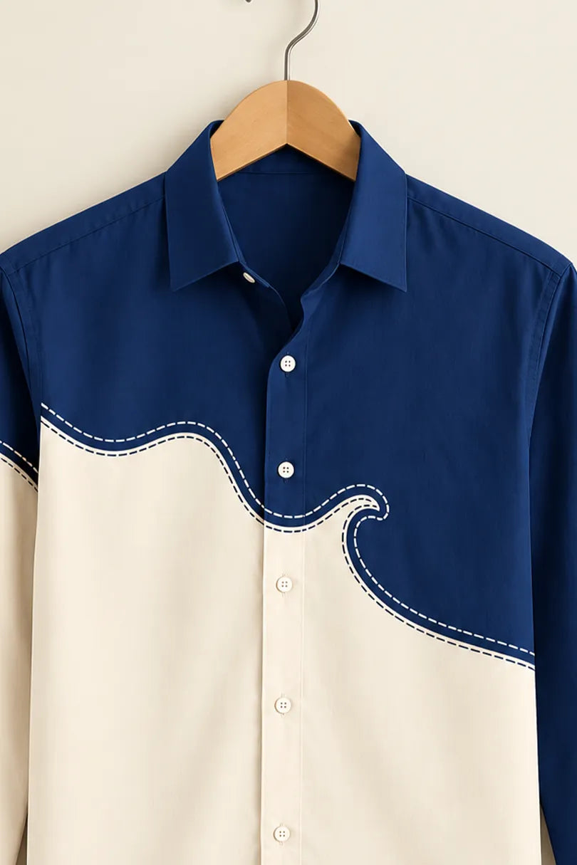 Gentlehaus Man Navy Cream Wave Shirt