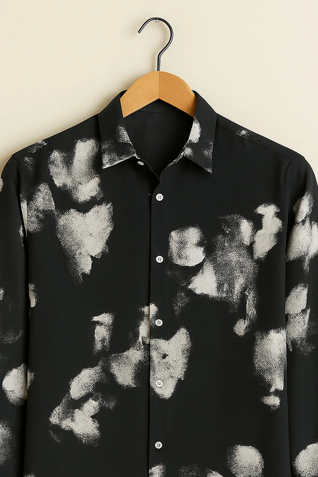 Monochrome Cloud Print Cotton Shirt