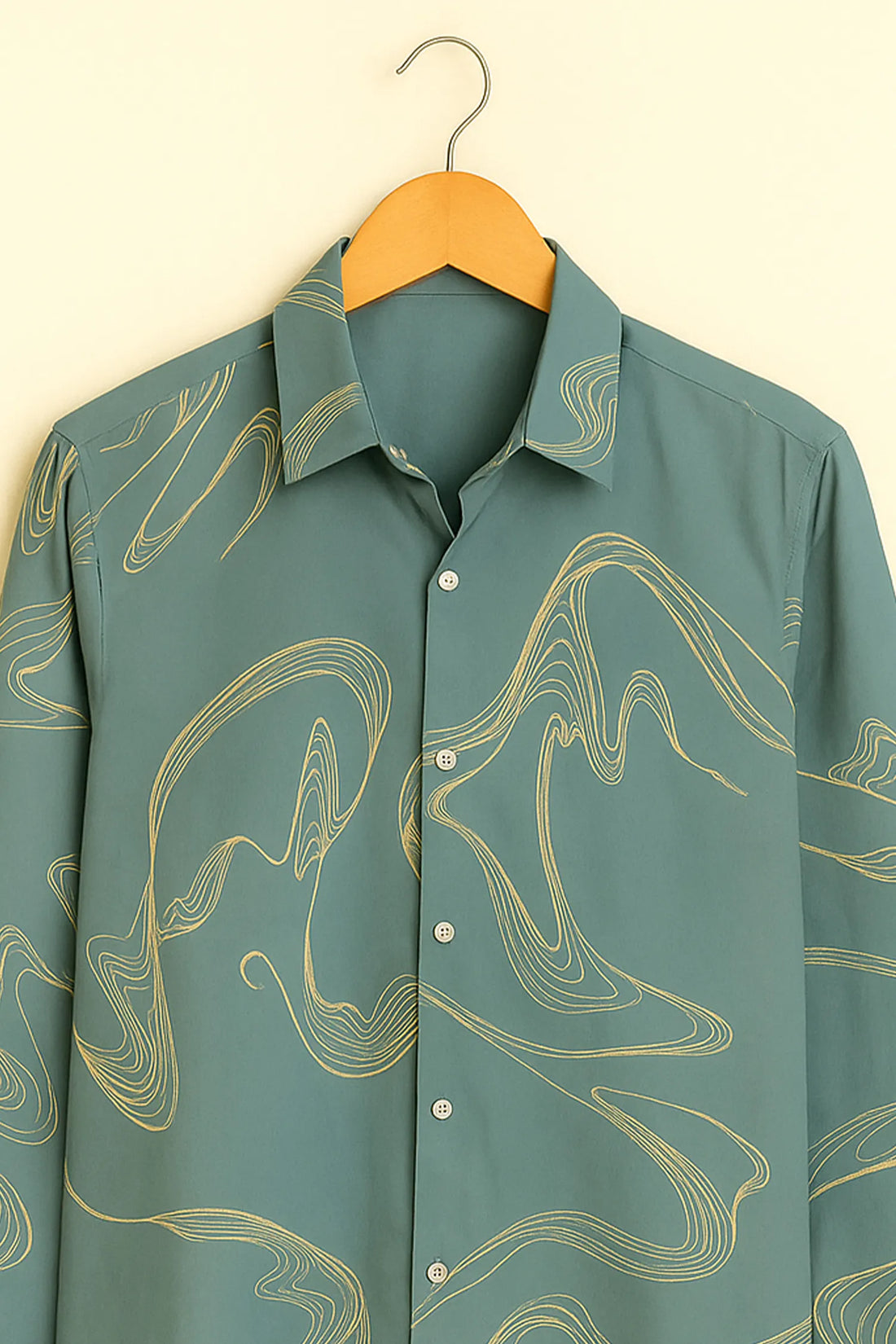 Minimal Wave Print Cotton Shirt