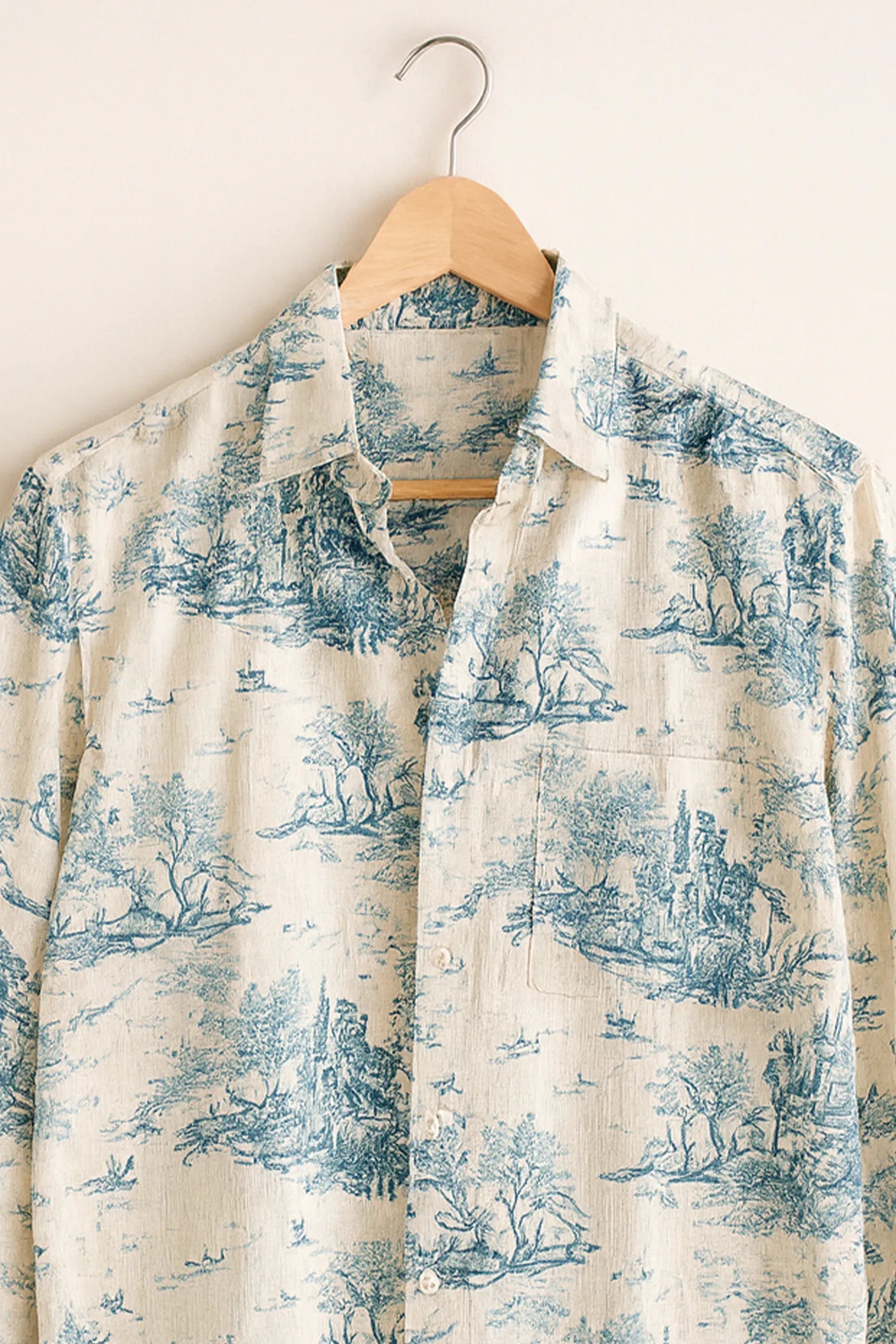 Vintage Blue Toile Cotton Shirt