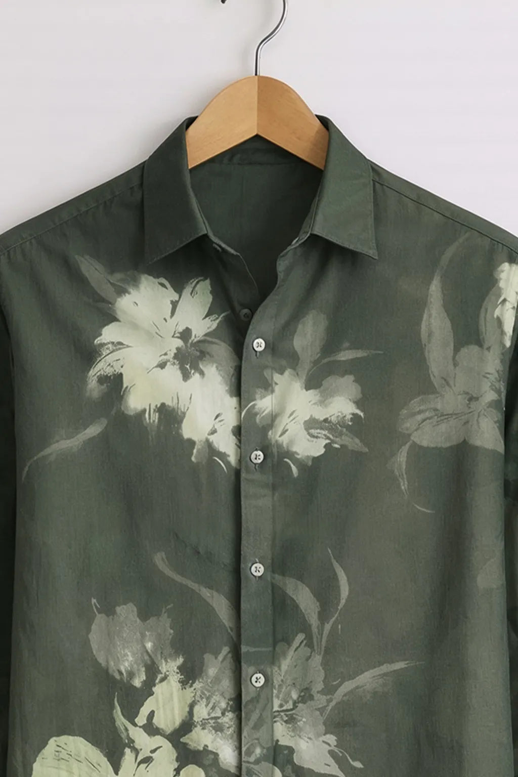 Men’s Dark Green Floral Printed Shirt