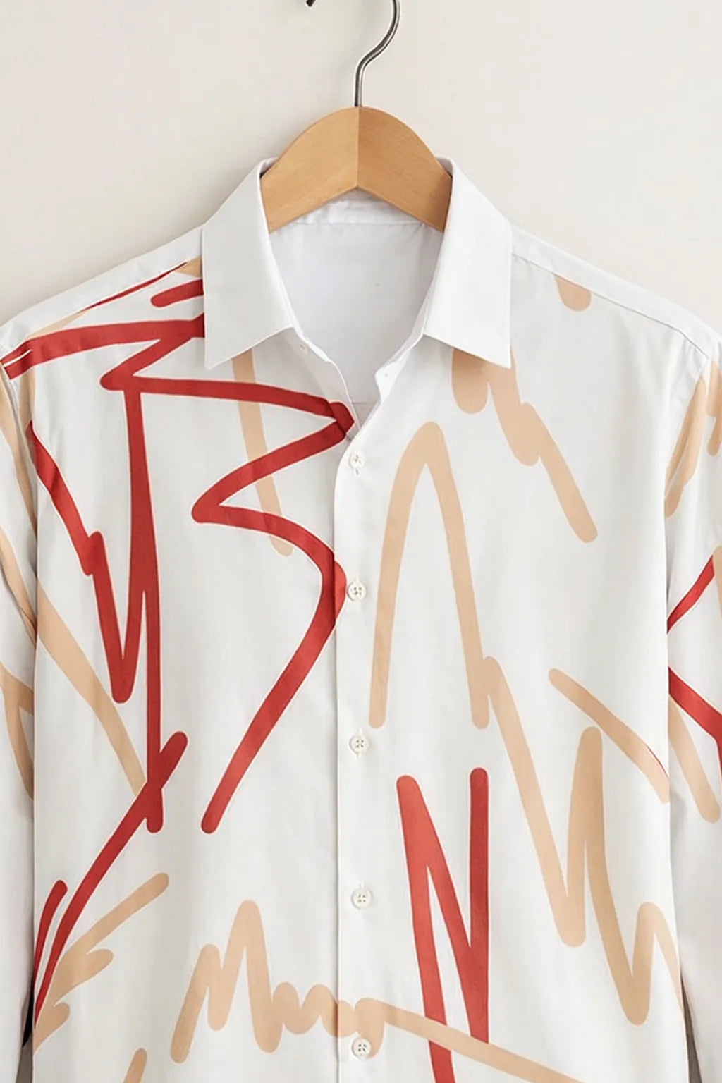 Men’s Stylish White Abstract Printed Shirt