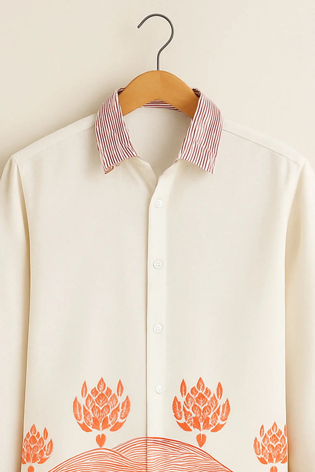 Sunset Lotus Pattern Cotton Shirt