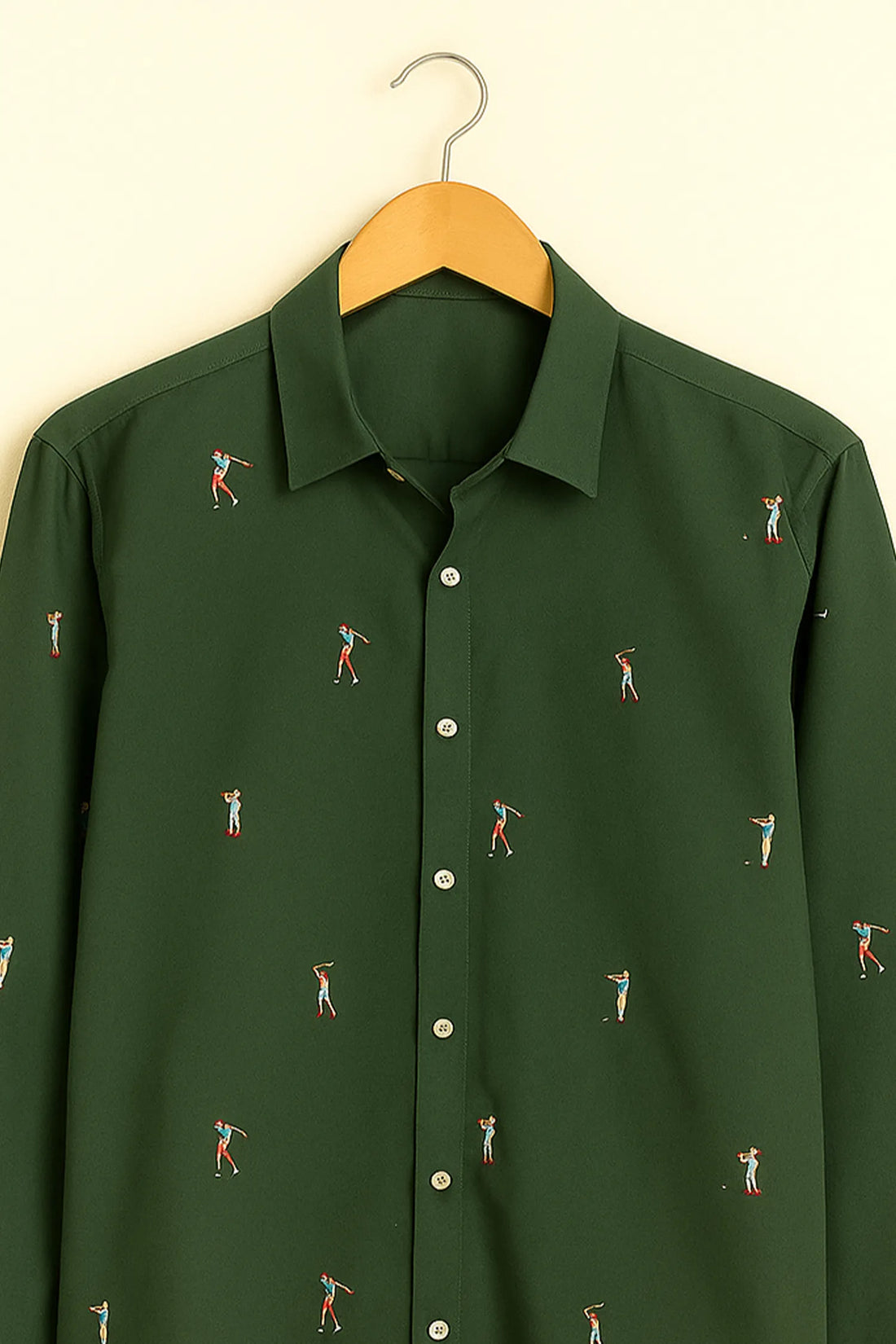 Sporty Golfer Pattern Cotton Shirt