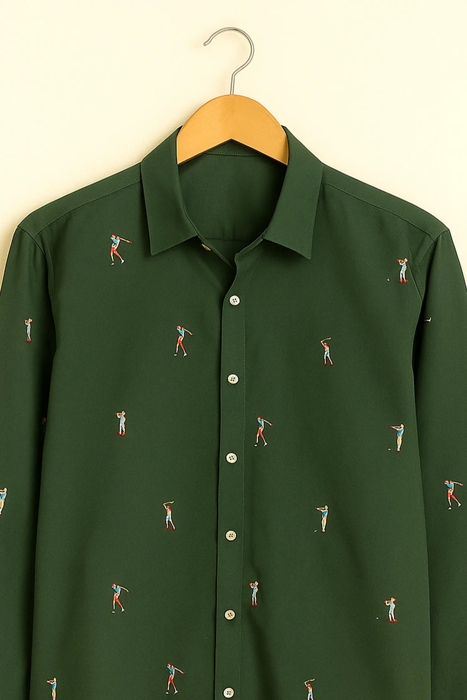 Sporty Golfer Pattern Cotton Shirt
