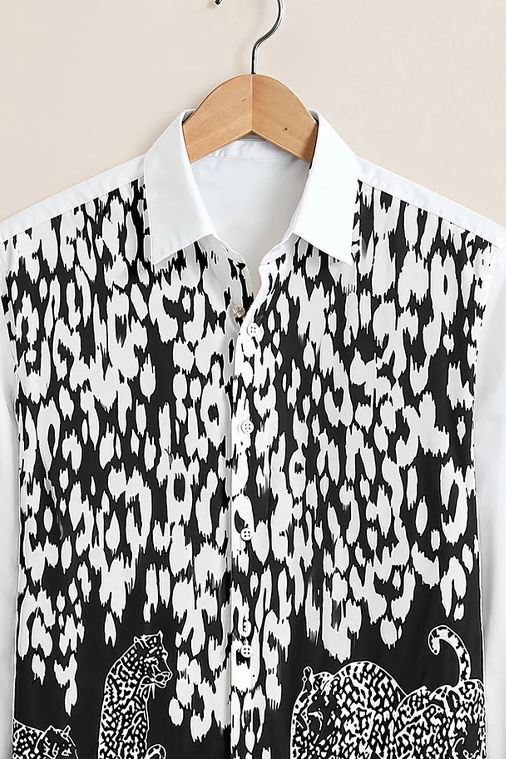 Men's Black & White Wild Print Shirt