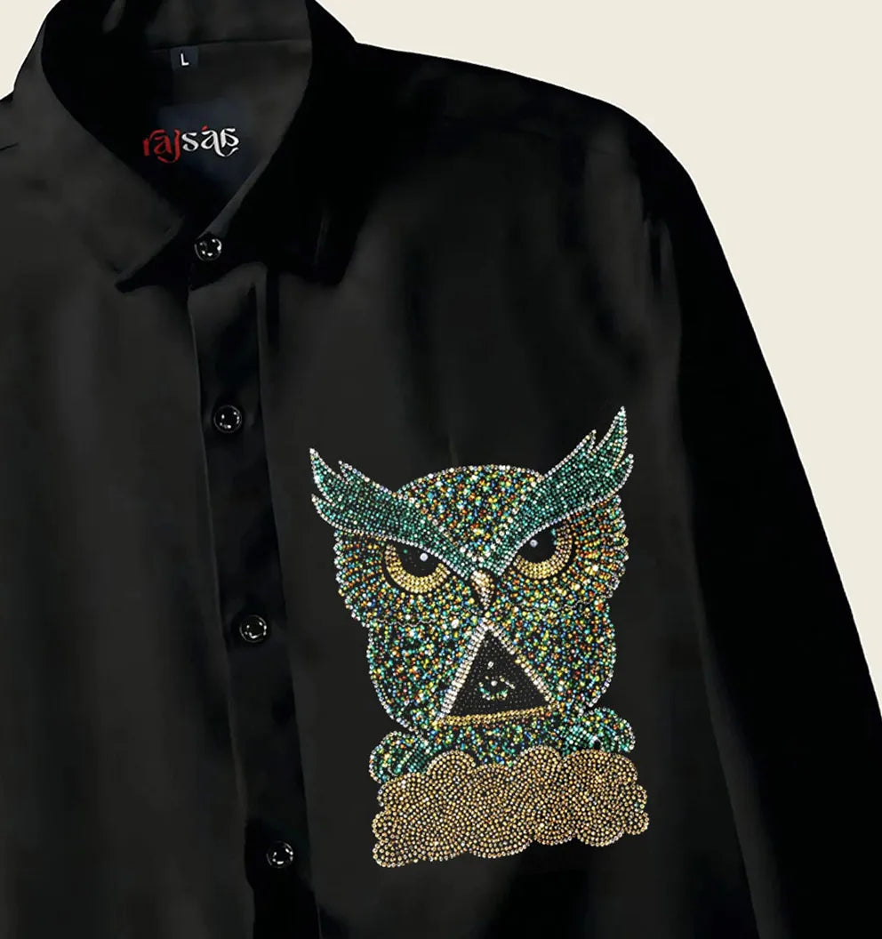 Midnight Owl Embroidered Shirt