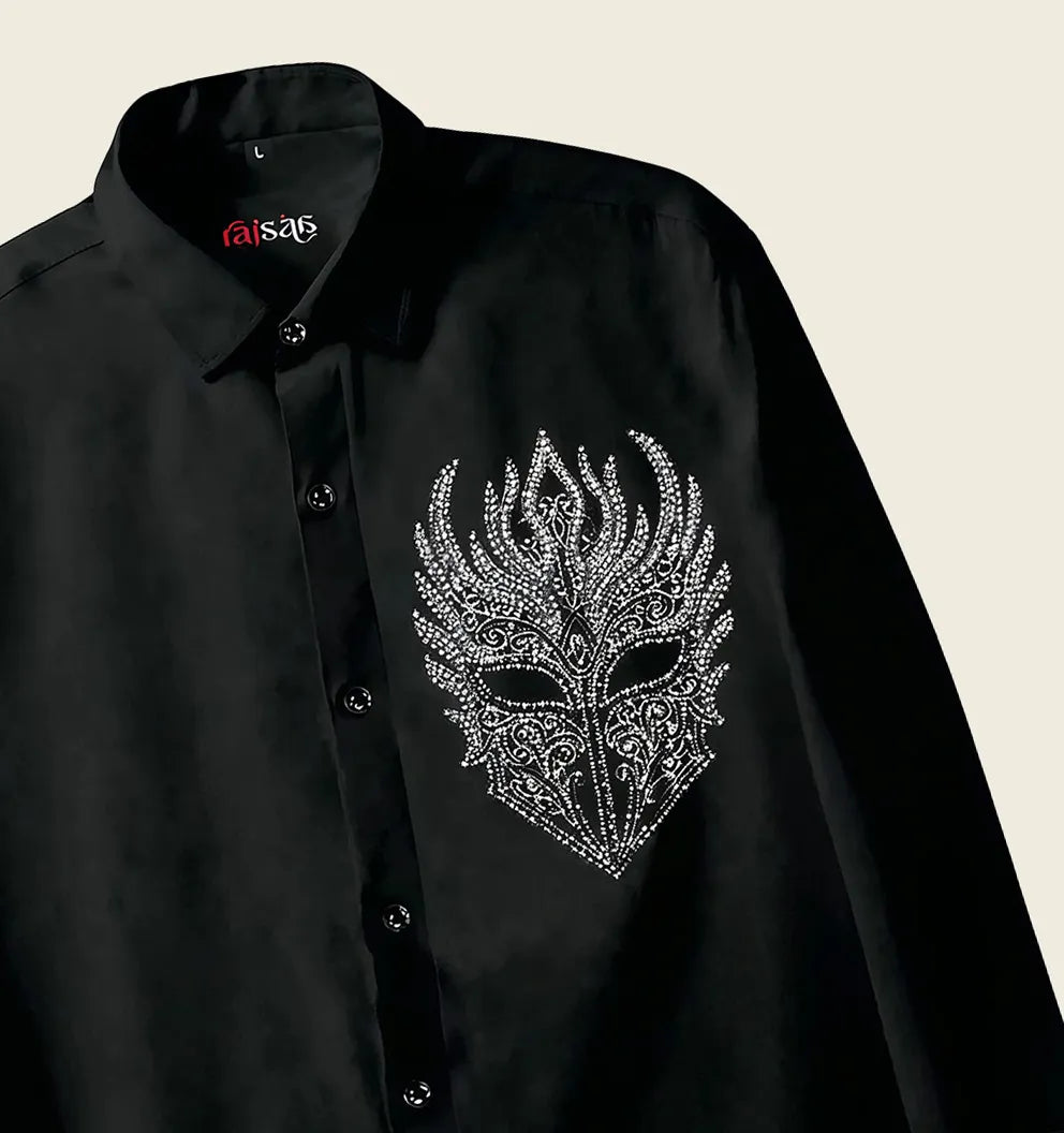 Midnight Phantom Mask Embroidered Shirt