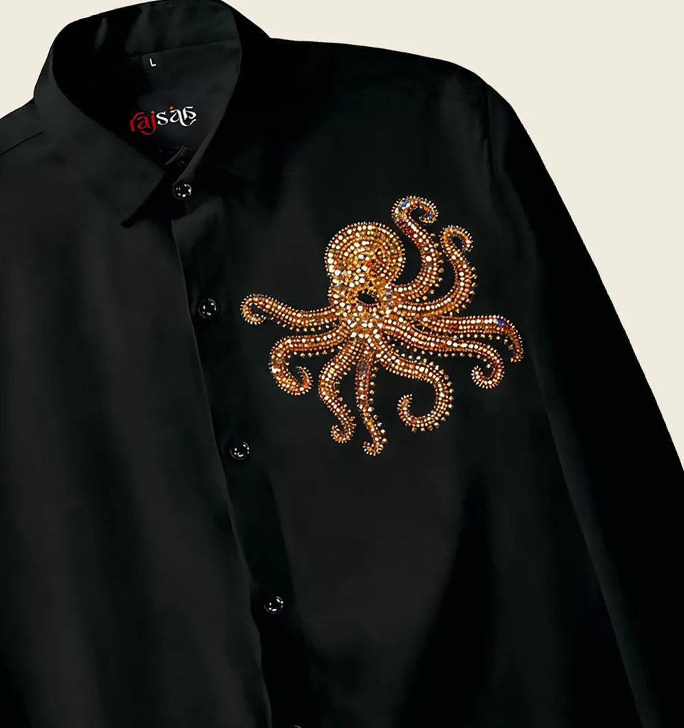 Midnight Kraken Embroidered Shirt