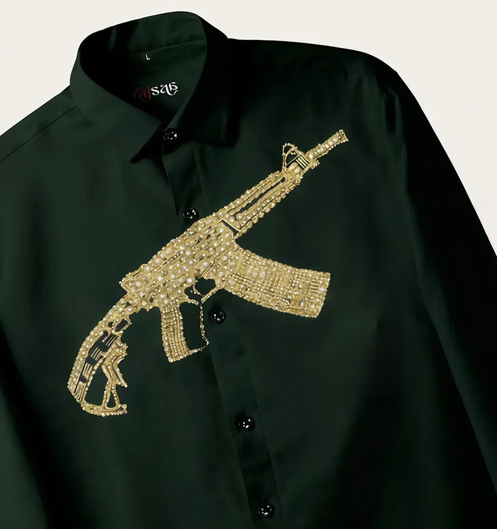 Deep Green Gun Diamond Work Shirt