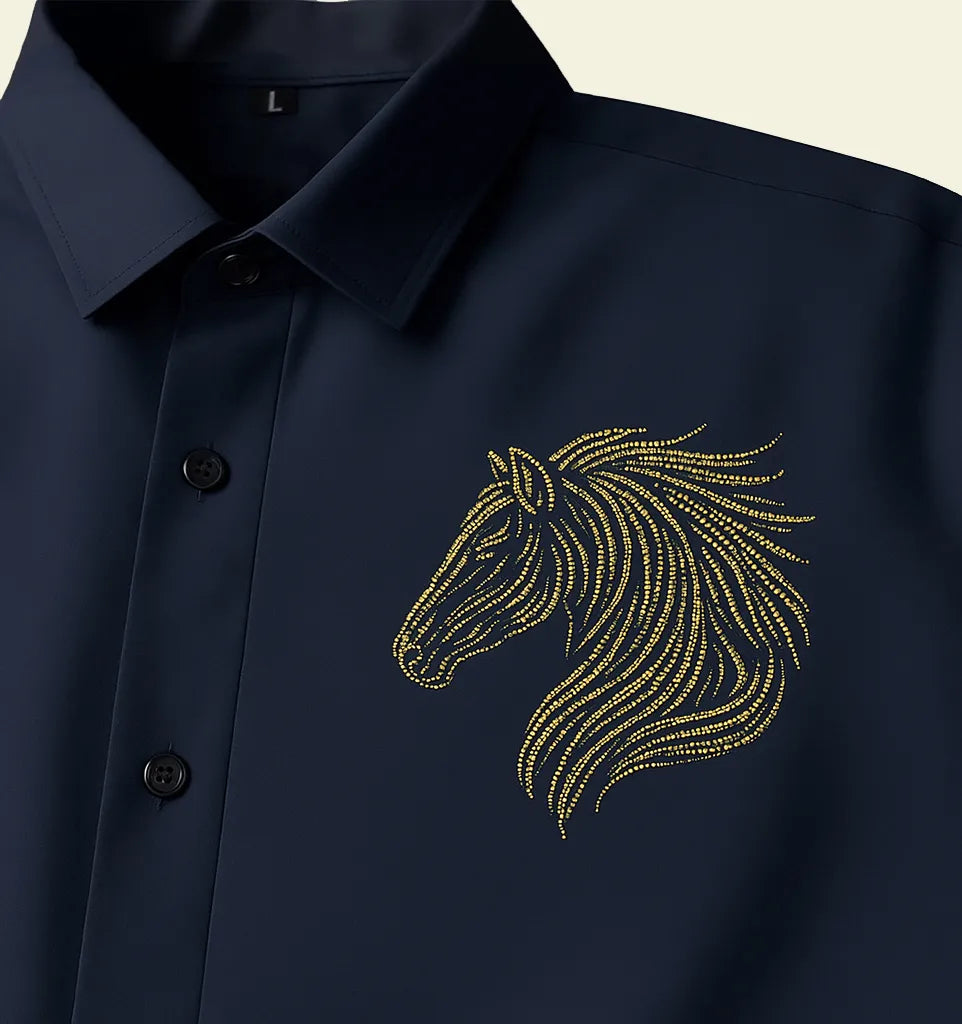Blue Golden Horse Diamond Pattern with Embellished side Work
