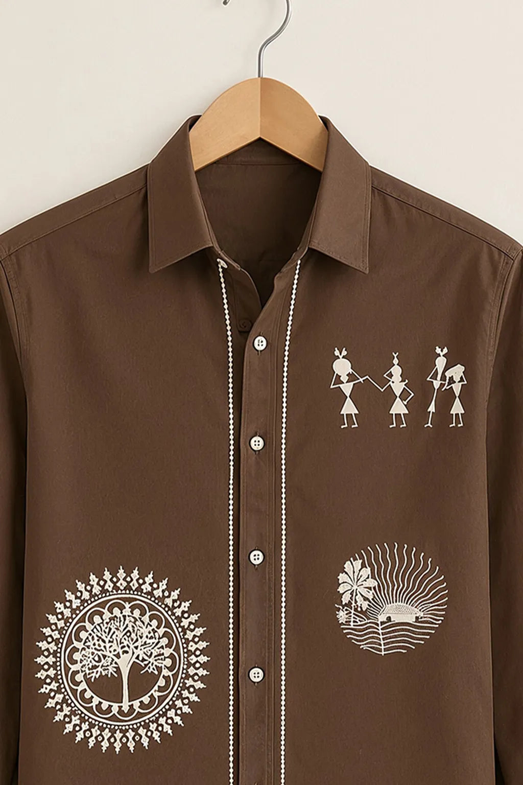 Brown Folk Culture Designer Shirt