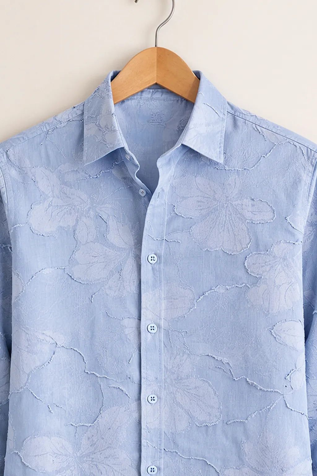 Men’s Light Blue Floral Printed Shirt
