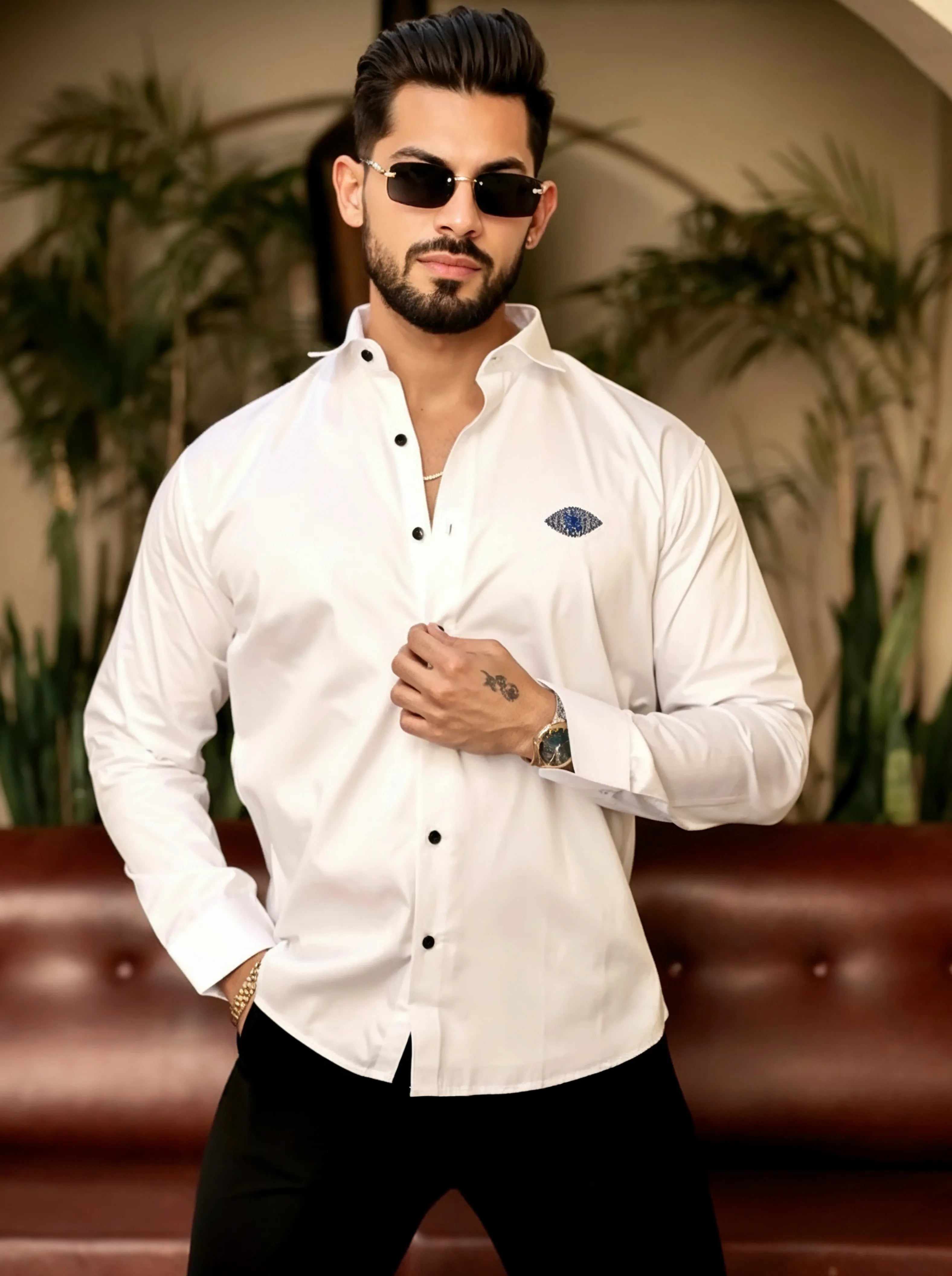 Men’s Evil Eye Embroidered Shirt