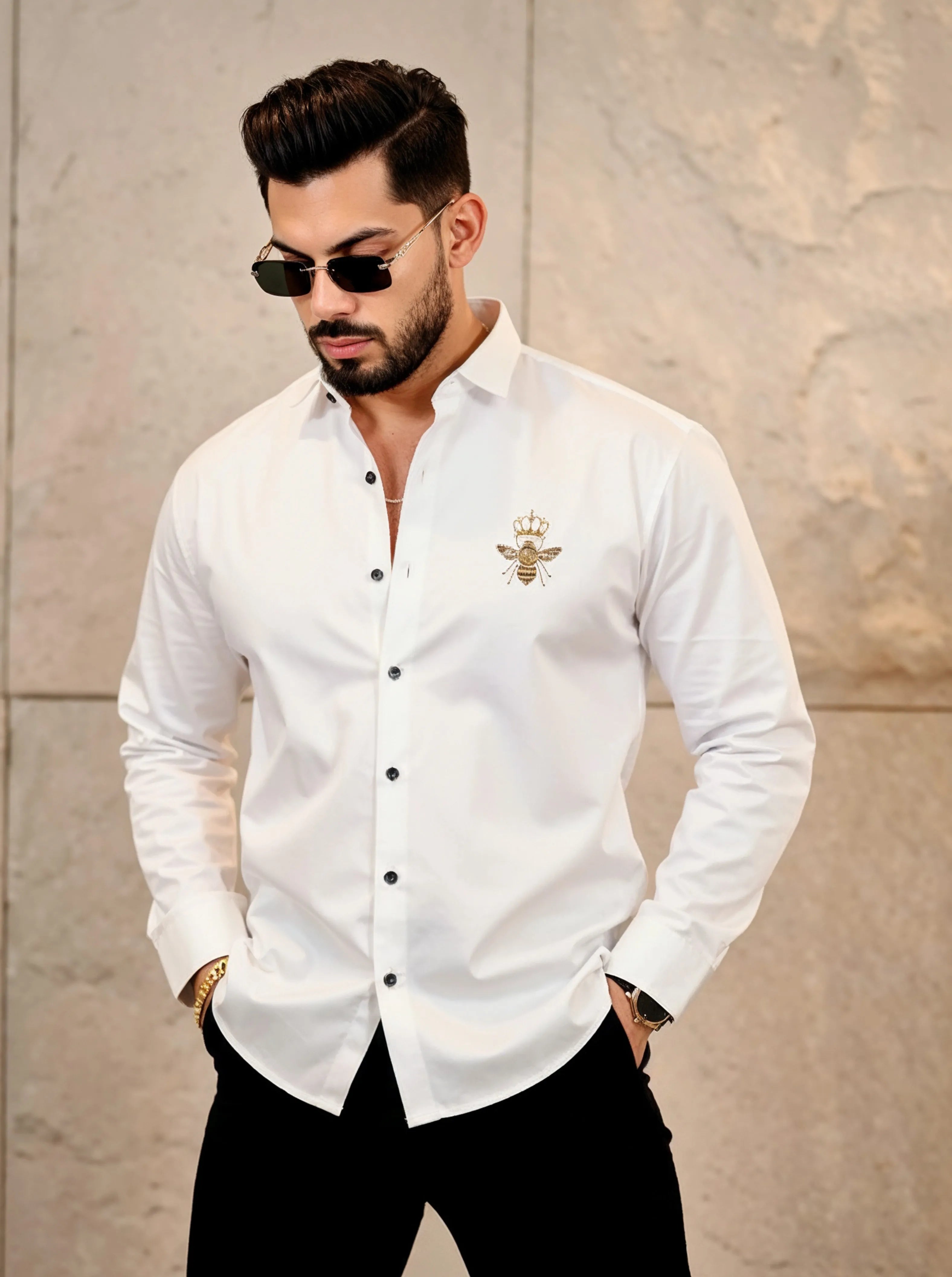 Men’s Bee Crown Embroidered Shirt