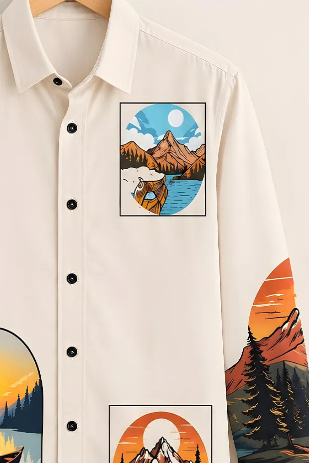 Men's Mountain Art Printed Shirt